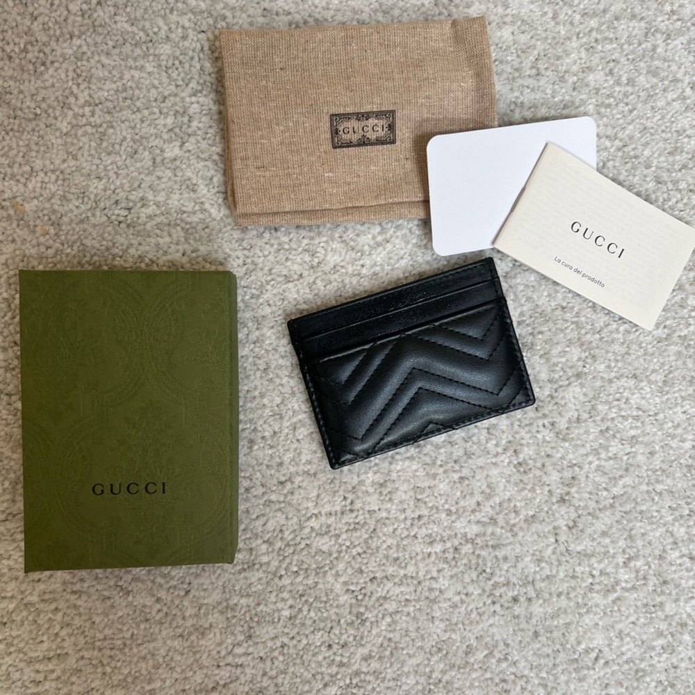 Gucci Marmot double G Black Leather Card Holder - Picture 2 of 3